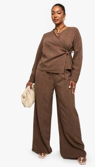 Plus Broek Met Wijde Pijpen En Trekkoord, Chocolate - 52