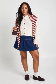 Plus Cardigan Met Knoopsluiting, Lange Mouwen En Ronde Hals, Cream - 48