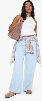 Plus Chambray Broek Met Trekkoord En Wijde Pijpen, Light Wash - 44