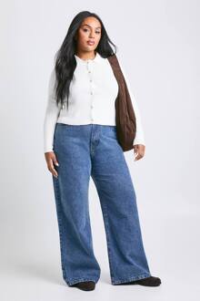 Plus Compacte, Gebreide Cardigan Met Kraag, White - 44-46