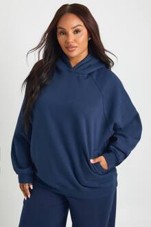 Plus Core Basic Raglan Naad Oversized Hoodie, Navy - 46