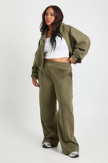 Plus Core Basis Pintuck-Detail Joggerbroek Met Rechte Pijpen, Khaki - 54