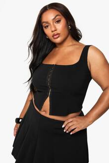 Plus Corsettop Met Haak- En Oogsluiting, Black - 54