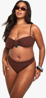 Plus Crinkle Hoge Taille Slip, Chocolate - 56