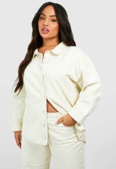 Plus Denim Overgroot Denim Overhemd, Ecru - 44