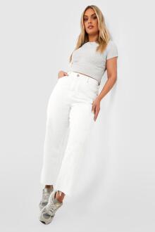 Plus Denim Slim Fit Jeans Met Rechte Pijpen, White - 46