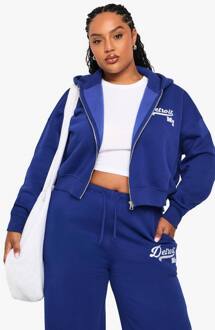 Plus Detroit Oversized Zip Up Hoodie, Cobalt - 56