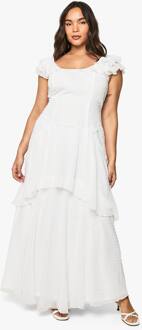 Plus Dobby Chiffon Gelaagde Maxi-Jurk, White - 44