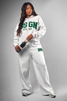 Plus Dsgn Studio Apliqué Jogger Met Rechte Pijpen, Ash Grey - 56