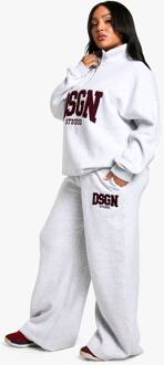 Plus Dsgn Studio Appliqué Jogger Met Rechte Pijpen, Ash Grey - 46