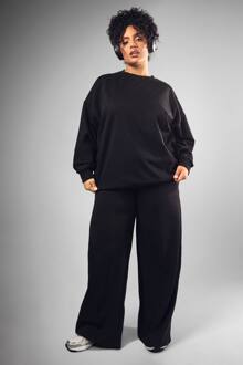 Plus Dsgn Studio Geborduurde Jogger Met Rechte Pijpen, Black - 44