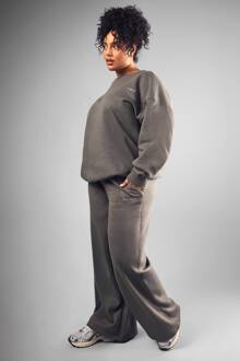 Plus Dsgn Studio Geborduurde Jogger Met Rechte Pijpen, Charcoal - 54