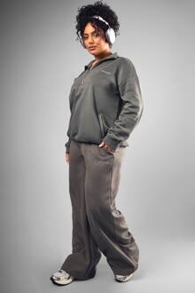 Plus Dsgn Studio Geborduurde Jogger Met Wijde Pijpen, Charcoal - 46