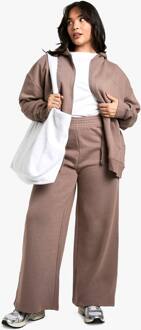 Plus Dsgn Studio Geborduurde Straight Leg Jogger, Mocha - 48