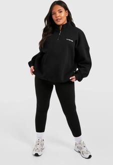 Plus Dsgn Studio Oversized Half Zip Sweatshirt En Legging Set, Black - 54
