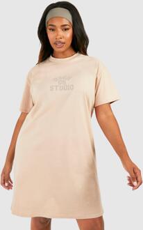 Plus Dsgn Studio Printed T-Shirt Dress, Stone - 22
