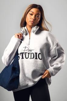 Plus Dsgn Studio Script Half Zip Sweatshirt, Ash Grey - 46