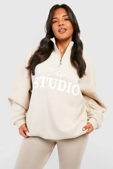 Plus Dsgn Studio Script Half Zip Sweatshirt, Stone - 50