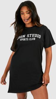 Plus Dsgn Studio Sports Club T-Shirt Dress, Black - 22