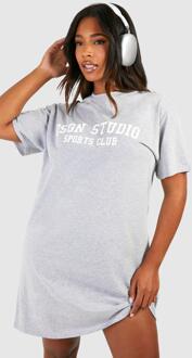 Plus Dsgn Studio Sports Club T-Shirt Dress, Grey Marl - 24