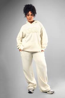 Plus Dsgn Studio Toweling Applique Jogger Met Rechte Pijpen, Cream - 46