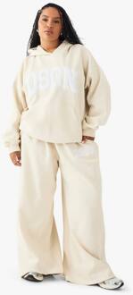 Plus Dsgn Studio Towelling Geborduurde Jogger Met Rechte Pijpen, Ecru - 46