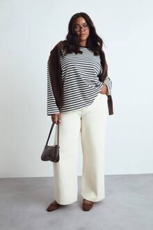 Plus Ecru Rechte Pijp Jeans, Ecru - 44