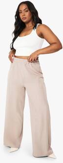 Plus Elastische Taille Wijde Pijpbroek, Mocha - 44