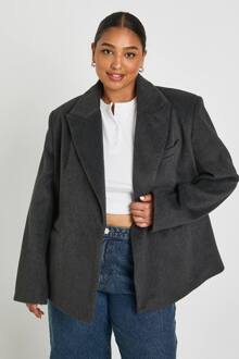 Plus Enkelrijige Oversized Blazer, Charcoal - 46