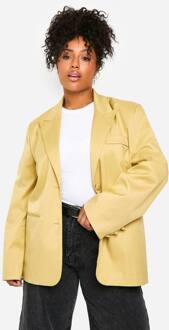 Plus Essential Oversized Enkelrijsige Blazer, Butter - 48