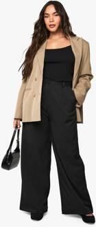 Plus Extreme Geplooide, Op Maat Gemaakte Broek Met Wijde Pijpen, Black - 44