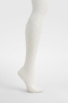 Plus Fishnet Tights, White - ONE SIZE