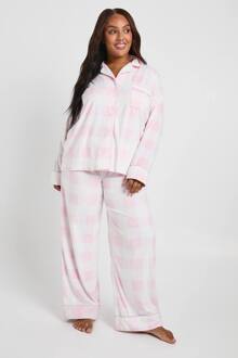 Plus Flannel Trouser Pj Set, Light Pink - 48