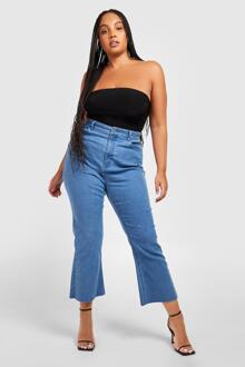 Plus Flared High Waist Jeans, Mid Wash - 56
