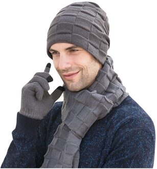 Plus Fluwelen Dikke Gebreide Muts Sjaal Handschoenen Driedelige szaliki ik chusty 3pc mannen Herfst Sjaal, hoed en Handschoen Sets Winter Hoed Cap
