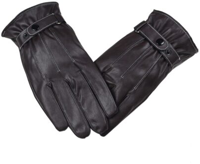 Plus Fluwelen Mannen Pu Lederen Handschoenen Handschoenen Mode Vrouwelijke Winddicht Handschoenen Herfst En Winter Zwart Mittnes