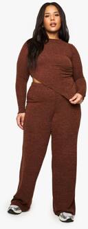 Plus Geruft Top En Broek Co-Ord, Chocolate - 44