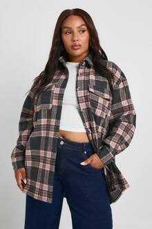 Plus Geruite Overhemd, Charcoal - 56