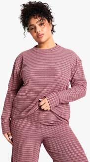Plus Gestreepte Top Met Lange Mouwen, Red - 50