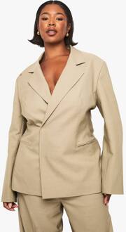 Plus Getailleerde Wrap Blazer, Stone - 54