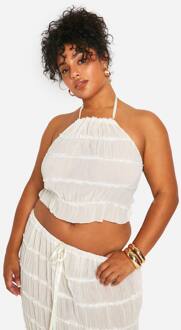 Plus Halter Shirred Top, Ivory - 56