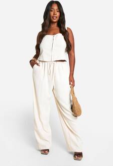 Plus Hook And Eye Korset En Slouchy Wijde Broek Co-Ord, Ecru - 54