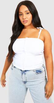 Plus Hook And Eye Tie Shoulder Corset Top, White - 22