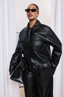 Plus Jas Met Kraag En Knoopsluiting, Black - 44