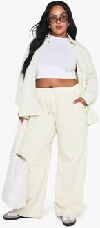 Plus Jeans Met Wijde Pijpen En Trekkoord, Ecru - 56