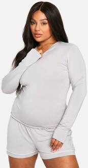 Plus Lange Mouw Modal Lounge T-Shirt, Ash Grey - 44