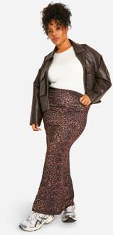 Plus Leopard Jersey Maxi Rok, Leopard - 50