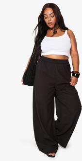 Plus Linnen Broek Met Elastische Tailleband, Black - 56