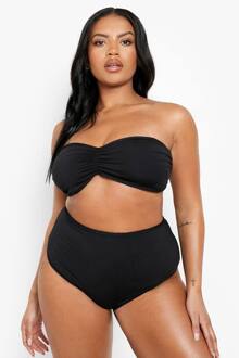 Plus Maat Bikini Set Met Hoge Taille En Bandeau, Black - 52