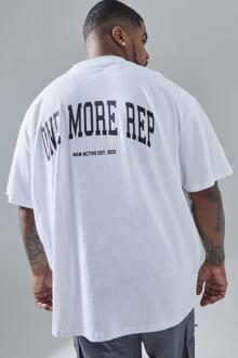 Plus Man Active Gym Oversized Rep T-Shirt, White - XXL